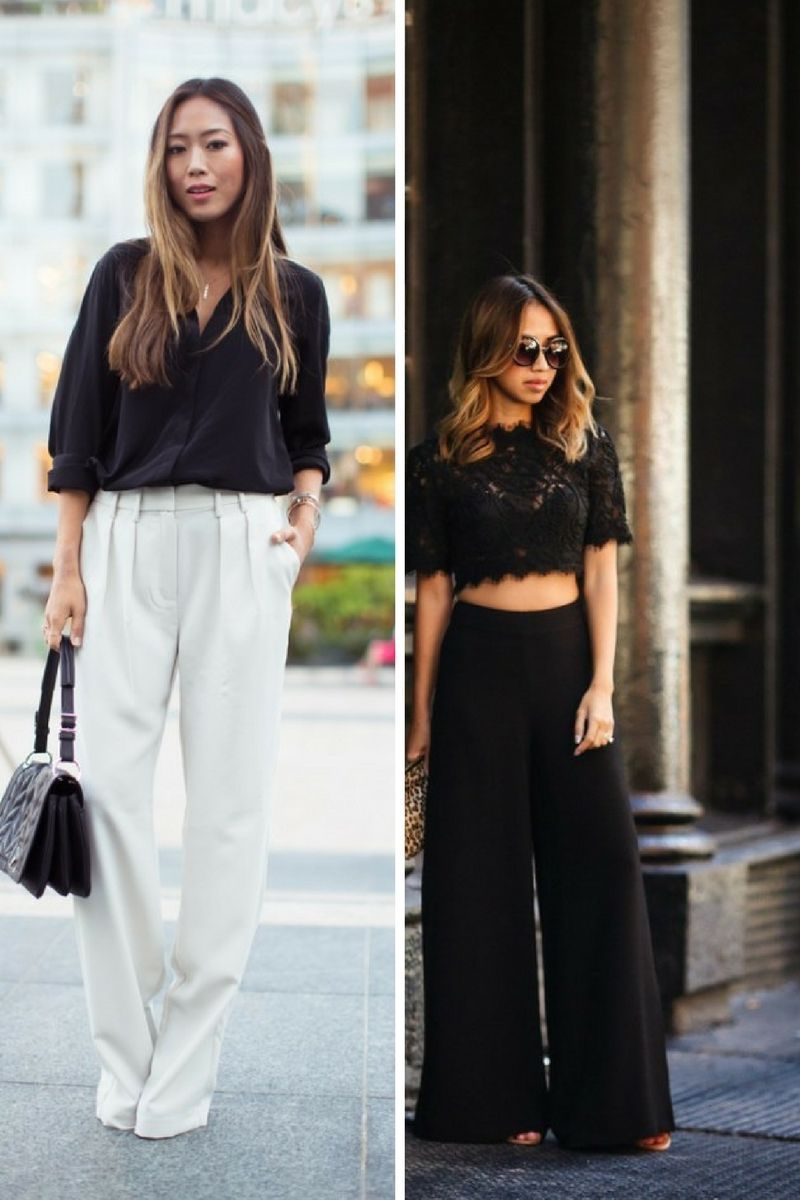 black and white palazzo pants with tops