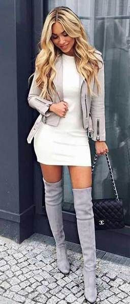 Thigh high store boots mini dress