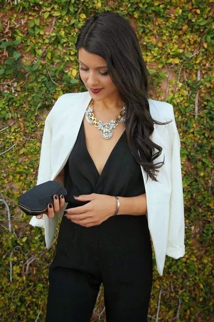 formal jumpsuit with blazer