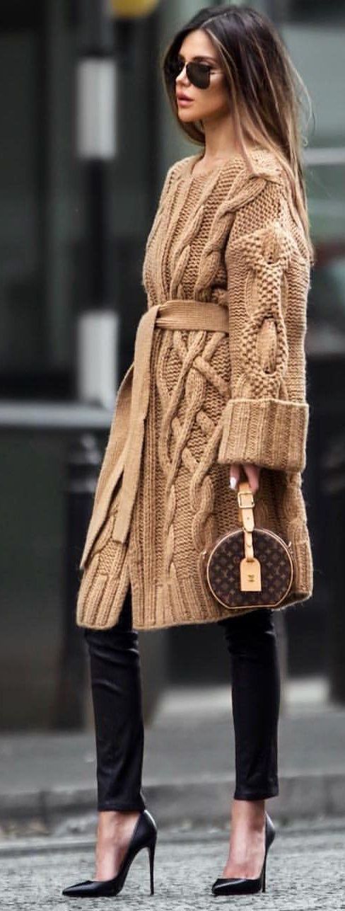 light brown sweater outfit