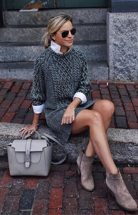 Himmelblau Sweater Dress light grey flecked casual look Fashion Dresses Sweater Dresses 
