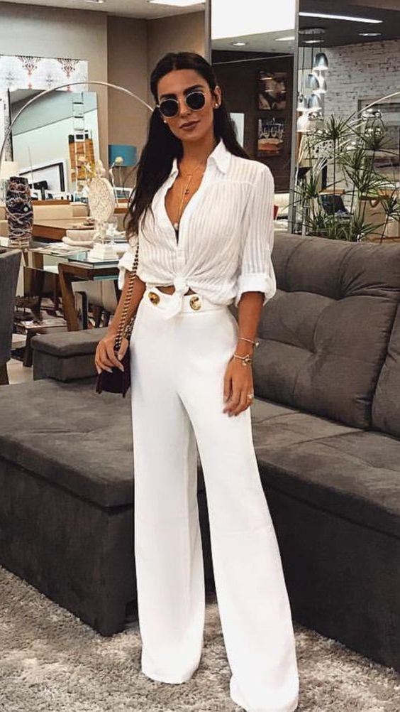 formal white pants outfit