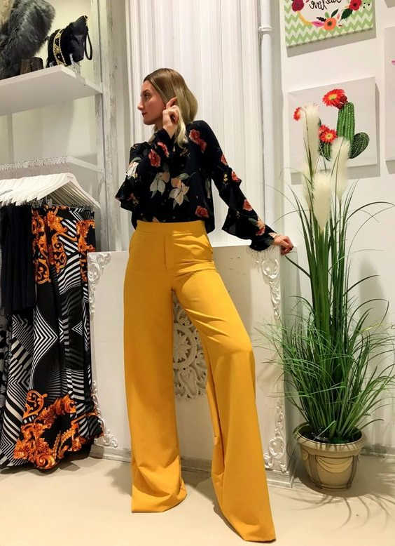 Slacks and Chinos Wide-leg and palazzo trousers Womens Clothing Trousers Stella McCartney Synthetic Wide Leg Trouser in Yellow 