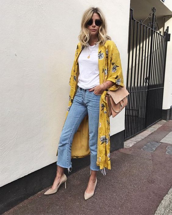 yellow kimono outfit