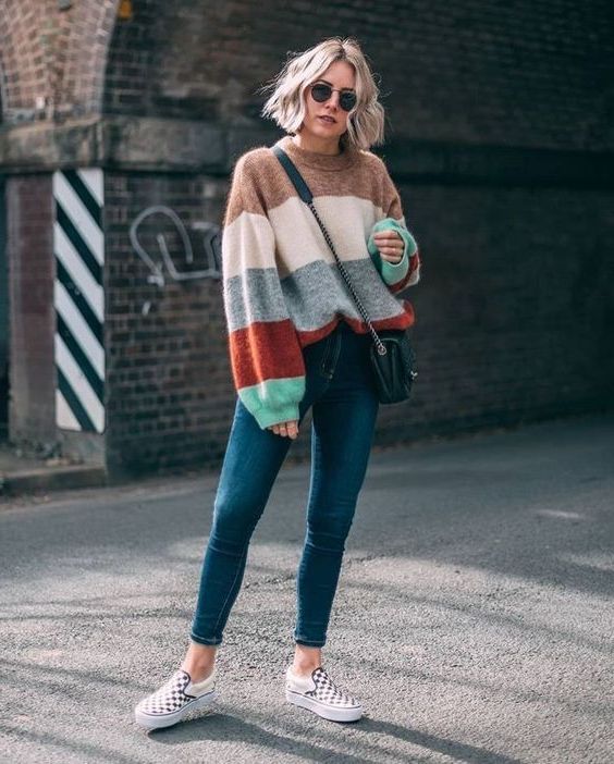 skinny jeans oversized sweater