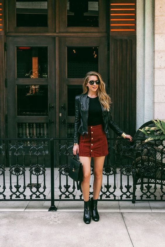 red ankle boots street style