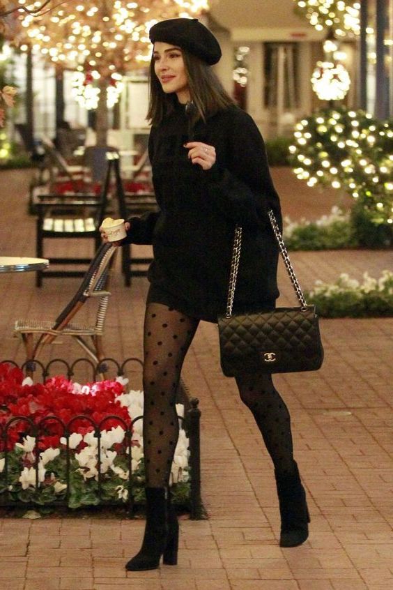 black dress tights and ankle boots