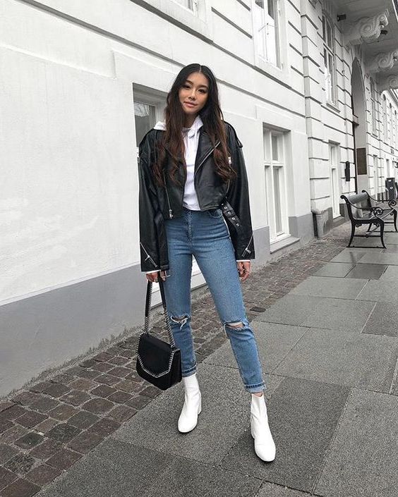 grey ankle boots outfit