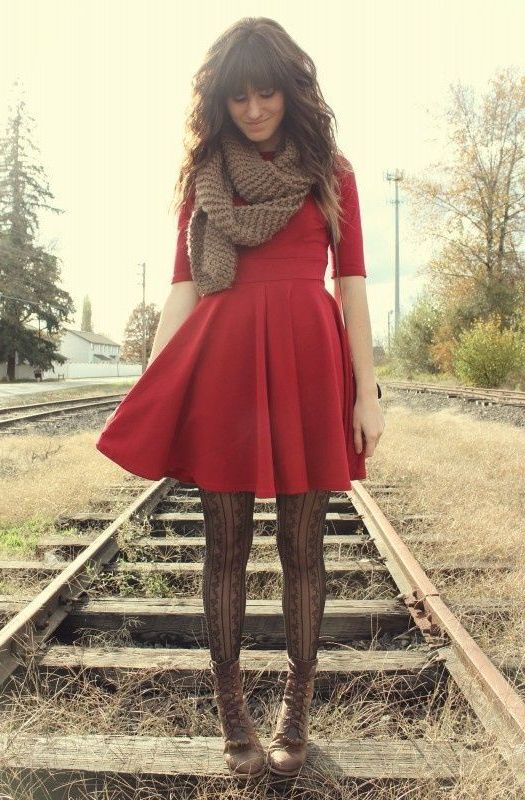 winter red dress outfit