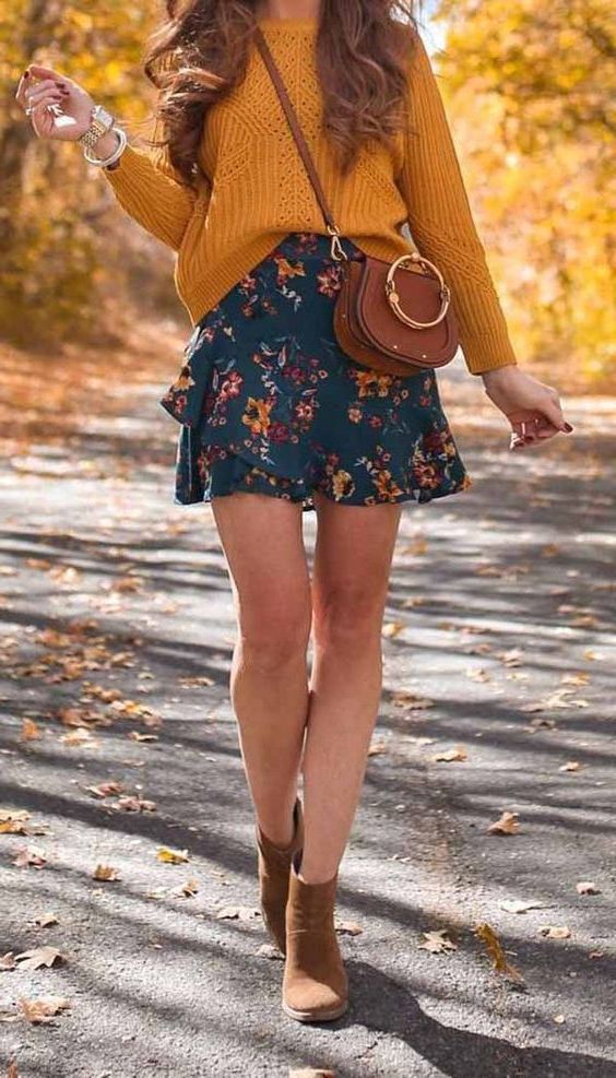 mini skirt and sweater outfit