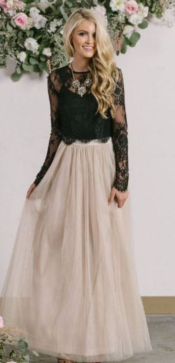 white lace top with tulle skirt