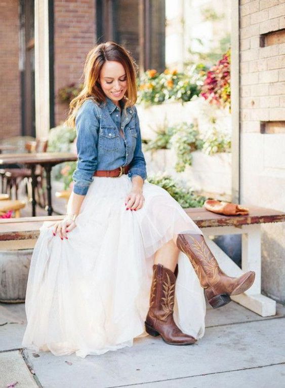 tulle skirt with cowboy boots