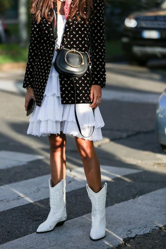 white dress and boots outfit