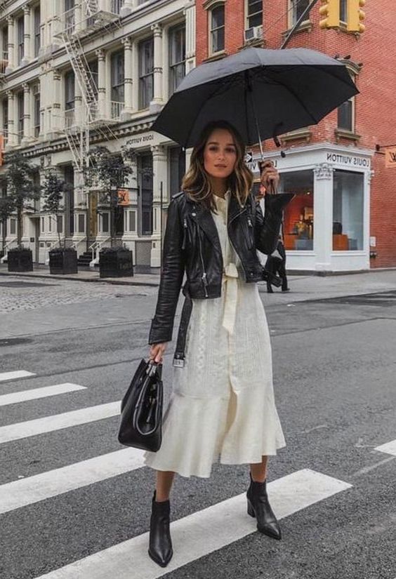 white dress with long jacket