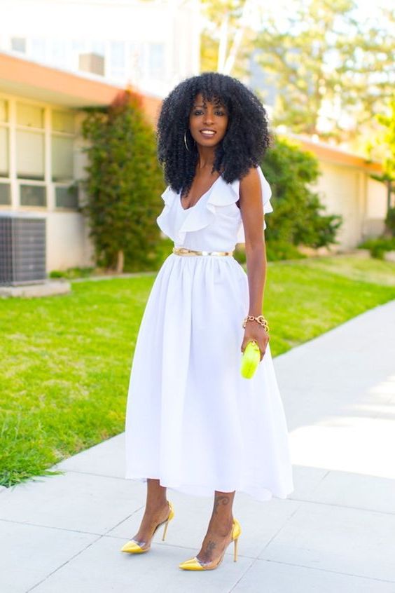 yellow and white outfit for ladies