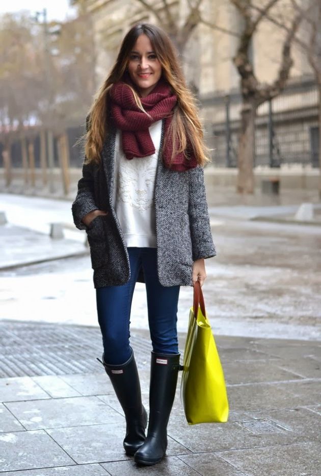 hunter rain boots outfit ideas