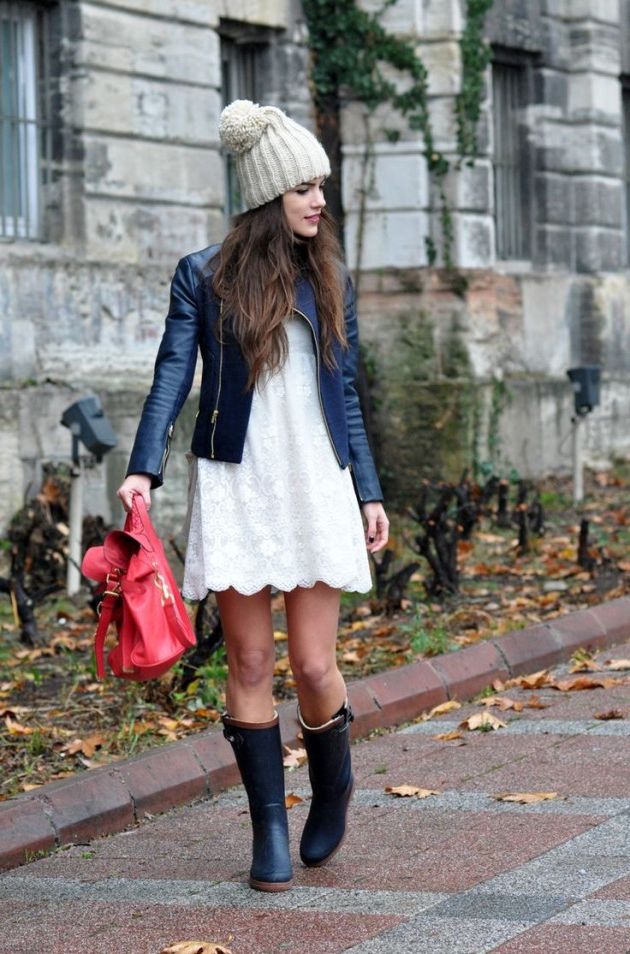 white hunter boots outfit