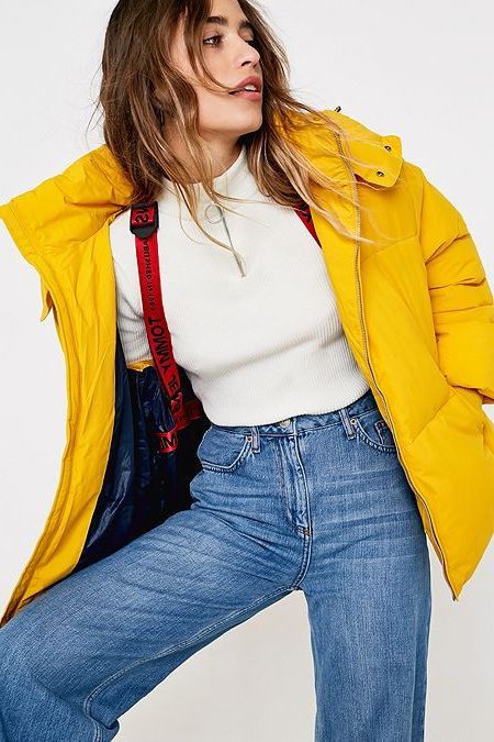 yellow puffer jacket women's