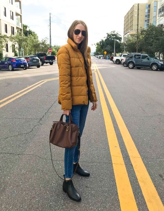 mustard puffer jacket women