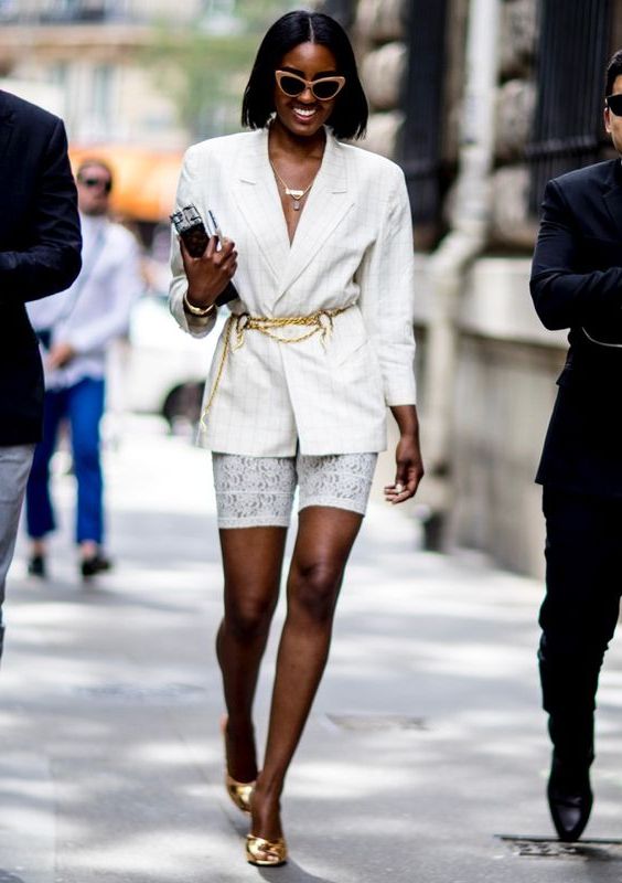 white bicycle shorts