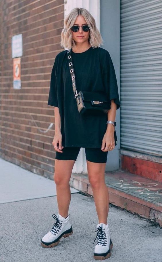 biker shorts with long shirt