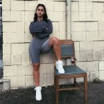 oversized jumper and cycling shorts