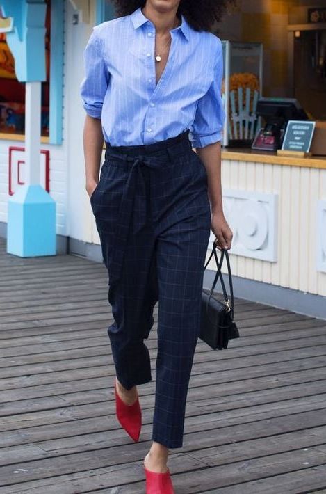 red block heels outfit