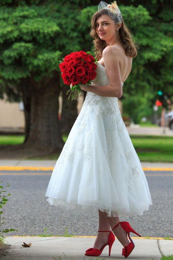 red heels white dress