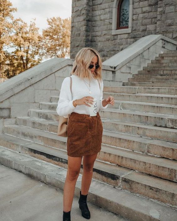 black suede skirt outfit