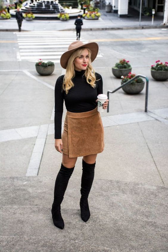 Black suede skirt outlet outfit