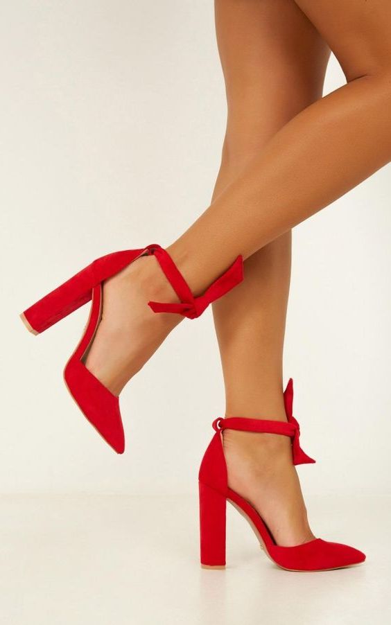 red heels with ankle strap closed toe