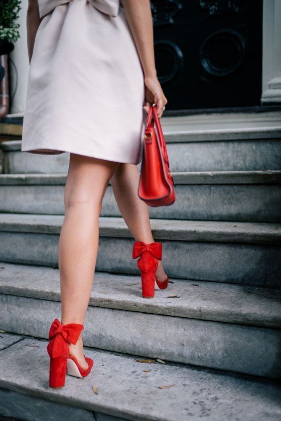 red heels with bow