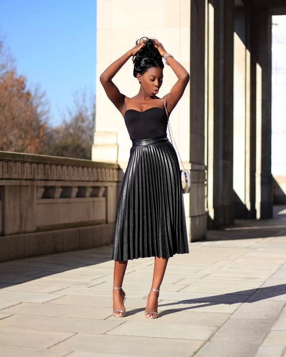 AJC Fashion Faux Leather Skirt black casual look Fashion Skirts Faux Leather Skirts 