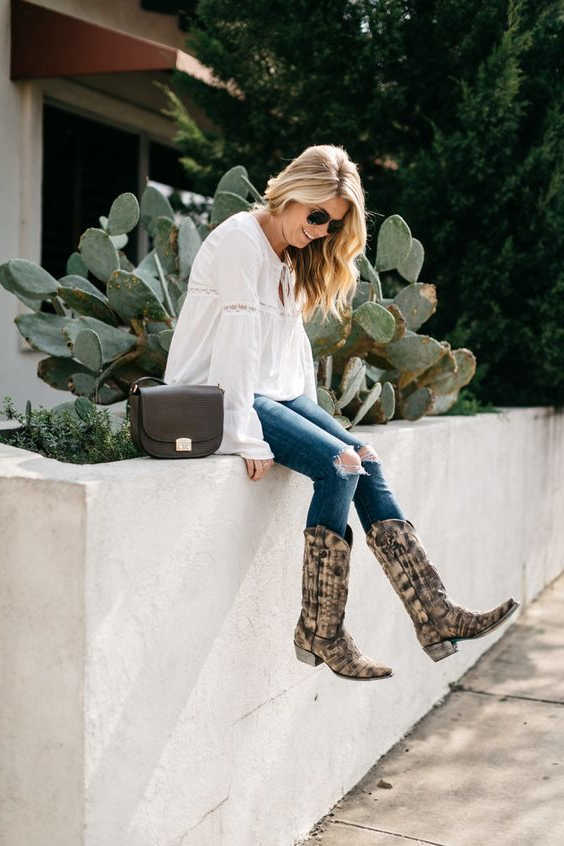 bootcut jeans and cowboy boots