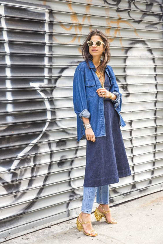 Fashion Dresses Midi Dresses Midi Dress dark blue jeans look 