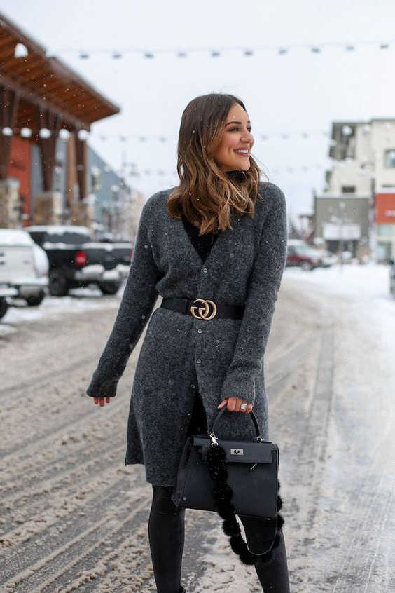 Sweater coat with on sale belt