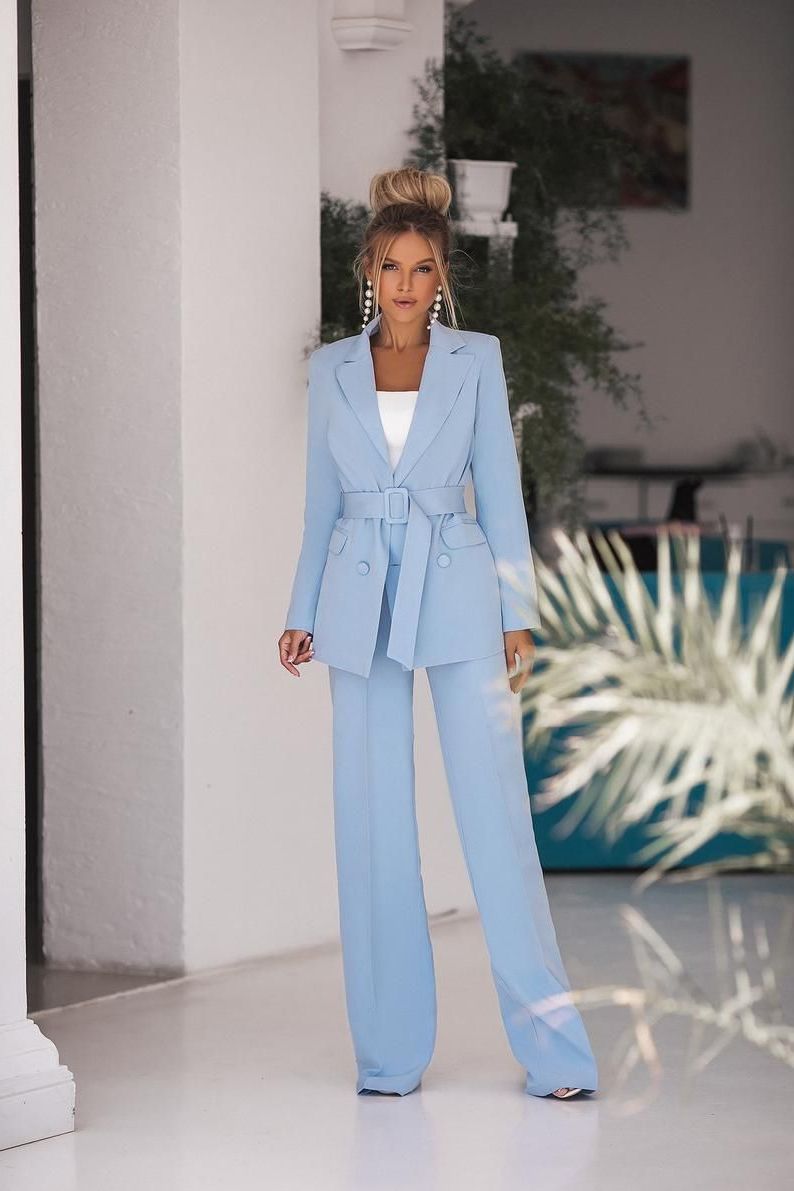 light blue pantsuit womens