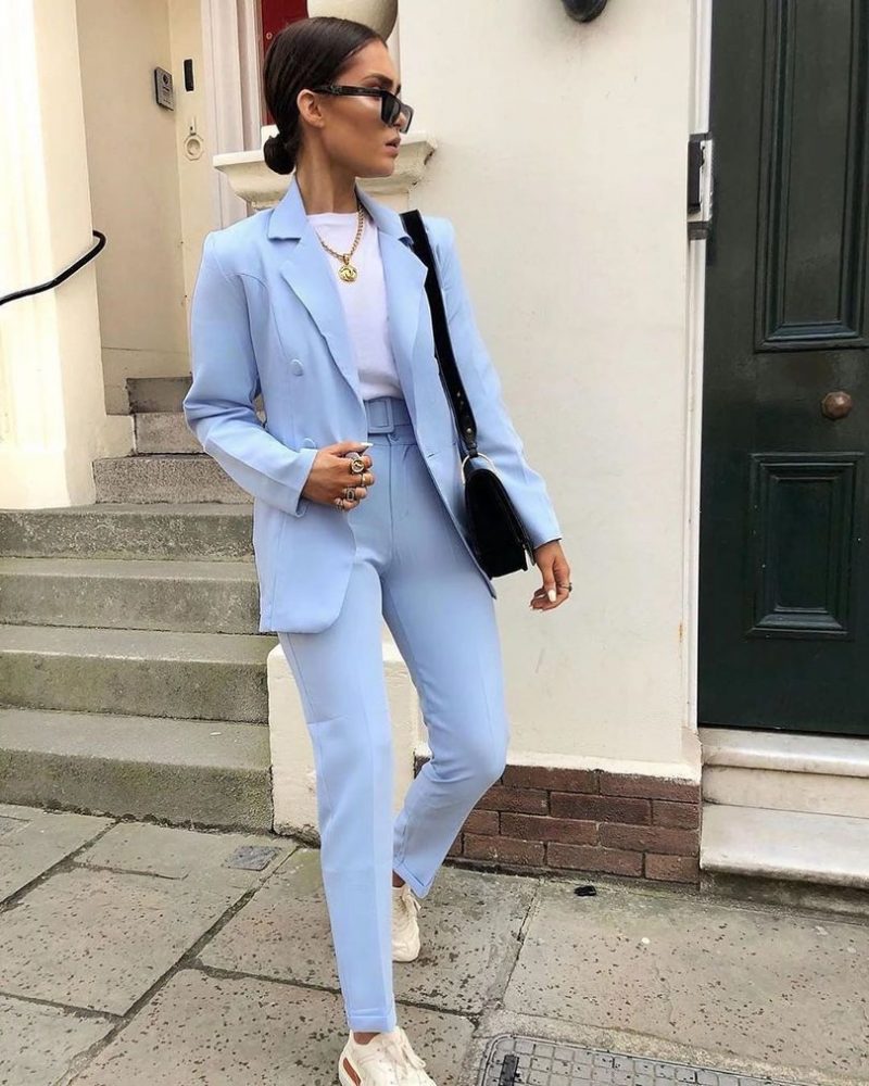 light blue pantsuit womens